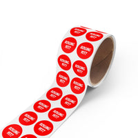 Round Sticker Roll — Red “ROLLING YET?” Label Stickers (Pack)